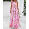 imageBTFBM Women Summer One Shoulder Floral Wedding Guest Dresses Sleeveless Smocked Ruffle Flowy Beach Vacation Maxi DressFloral Pink