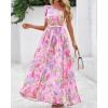 imageBTFBM Women Summer One Shoulder Floral Wedding Guest Dresses Sleeveless Smocked Ruffle Flowy Beach Vacation Maxi DressFloral Pink