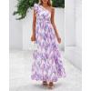 imageBTFBM Women Summer One Shoulder Floral Wedding Guest Dresses Sleeveless Smocked Ruffle Flowy Beach Vacation Maxi DressFloral Purple