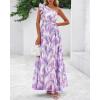 imageBTFBM Women Summer One Shoulder Floral Wedding Guest Dresses Sleeveless Smocked Ruffle Flowy Beach Vacation Maxi DressFloral Purple