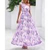imageBTFBM Women Summer One Shoulder Floral Wedding Guest Dresses Sleeveless Smocked Ruffle Flowy Beach Vacation Maxi DressFloral Purple