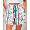 imageBTFBM Womens Boho Summer Shorts Beach Vacation Clothes 2025 Elastic Waist Casual Printed Loose Short Lounge Pant PocketsPrint Blue
