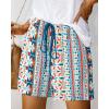 imageBTFBM Womens Boho Summer Shorts Beach Vacation Clothes 2025 Elastic Waist Casual Printed Loose Short Lounge Pant PocketsPrint Blue