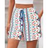 imageBTFBM Womens Boho Summer Shorts Beach Vacation Clothes 2025 Elastic Waist Casual Printed Loose Short Lounge Pant PocketsPrint Blue