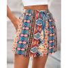 imageBTFBM Womens Boho Summer Shorts Beach Vacation Clothes 2025 Elastic Waist Casual Printed Loose Short Lounge Pant PocketsPrint Navy