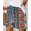 imageBTFBM Womens Boho Summer Shorts Beach Vacation Clothes 2025 Elastic Waist Casual Printed Loose Short Lounge Pant PocketsPrint Navy