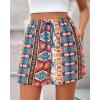 imageBTFBM Womens Boho Summer Shorts Beach Vacation Clothes 2025 Elastic Waist Casual Printed Loose Short Lounge Pant PocketsPrint Navy