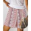 imageBTFBM Womens Boho Summer Shorts Beach Vacation Clothes 2025 Elastic Waist Casual Printed Loose Short Lounge Pant PocketsPrint Red Brown