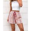 imageBTFBM Womens Boho Summer Shorts Beach Vacation Clothes 2025 Elastic Waist Casual Printed Loose Short Lounge Pant PocketsPrint Red Brown