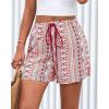 imageBTFBM Womens Boho Summer Shorts Beach Vacation Clothes 2025 Elastic Waist Casual Printed Loose Short Lounge Pant PocketsPrint Red Brown