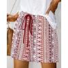 imageBTFBM Womens Boho Summer Shorts Beach Vacation Clothes 2025 Elastic Waist Casual Printed Loose Short Lounge Pant PocketsPrint Red Brown