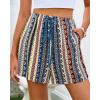 imageBTFBM Womens Boho Summer Shorts Beach Vacation Clothes 2025 Elastic Waist Casual Printed Loose Short Lounge Pant PocketsStriped Navy