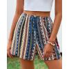 imageBTFBM Womens Boho Summer Shorts Beach Vacation Clothes 2025 Elastic Waist Casual Printed Loose Short Lounge Pant PocketsStriped Navy