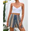 imageBTFBM Womens Boho Summer Shorts Beach Vacation Clothes 2025 Elastic Waist Casual Printed Loose Short Lounge Pant PocketsStriped Navy