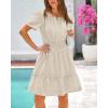 imageBTFBM Womens Casual Dresses 2025 Summer Spring V Neck Short Sleeve Sundress Smocked Waist A Line Tiered Mini DressApricot