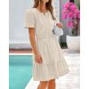 imageBTFBM Womens Casual Dresses 2025 Summer Spring V Neck Short Sleeve Sundress Smocked Waist A Line Tiered Mini DressApricot