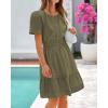 imageBTFBM Womens Casual Dresses 2025 Summer Spring V Neck Short Sleeve Sundress Smocked Waist A Line Tiered Mini DressArmy Green