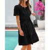 imageBTFBM Womens Casual Dresses 2025 Summer Spring V Neck Short Sleeve Sundress Smocked Waist A Line Tiered Mini DressBlack
