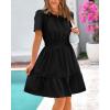 imageBTFBM Womens Casual Dresses 2025 Summer Spring V Neck Short Sleeve Sundress Smocked Waist A Line Tiered Mini DressBlack