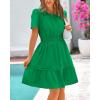 imageBTFBM Womens Casual Dresses 2025 Summer Spring V Neck Short Sleeve Sundress Smocked Waist A Line Tiered Mini DressGreen