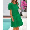 imageBTFBM Womens Casual Dresses 2025 Summer Spring V Neck Short Sleeve Sundress Smocked Waist A Line Tiered Mini DressGreen