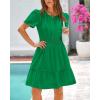 imageBTFBM Womens Casual Dresses 2025 Summer Spring V Neck Short Sleeve Sundress Smocked Waist A Line Tiered Mini DressGreen