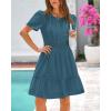 imageBTFBM Womens Casual Dresses 2025 Summer Spring V Neck Short Sleeve Sundress Smocked Waist A Line Tiered Mini DressGrey Blue