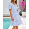 imageBTFBM Womens Casual Dresses 2025 Summer Spring V Neck Short Sleeve Sundress Smocked Waist A Line Tiered Mini DressLight Blue