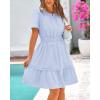 imageBTFBM Womens Casual Dresses 2025 Summer Spring V Neck Short Sleeve Sundress Smocked Waist A Line Tiered Mini DressLight Blue