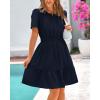imageBTFBM Womens Casual Dresses 2025 Summer Spring V Neck Short Sleeve Sundress Smocked Waist A Line Tiered Mini DressNavy