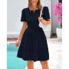 imageBTFBM Womens Casual Dresses 2025 Summer Spring V Neck Short Sleeve Sundress Smocked Waist A Line Tiered Mini DressNavy