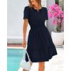 imageBTFBM Womens Casual Dresses 2025 Summer Spring V Neck Short Sleeve Sundress Smocked Waist A Line Tiered Mini DressNavy
