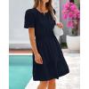 imageBTFBM Womens Casual Dresses 2025 Summer Spring V Neck Short Sleeve Sundress Smocked Waist A Line Tiered Mini DressNavy