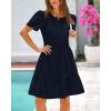 imageBTFBM Womens Casual Dresses 2025 Summer Spring V Neck Short Sleeve Sundress Smocked Waist A Line Tiered Mini DressNavy