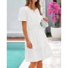 imageBTFBM Womens Casual Dresses 2025 Summer Spring V Neck Short Sleeve Sundress Smocked Waist A Line Tiered Mini DressWhite