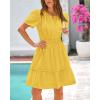 imageBTFBM Womens Casual Dresses 2025 Summer Spring V Neck Short Sleeve Sundress Smocked Waist A Line Tiered Mini DressYellow