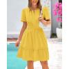 imageBTFBM Womens Casual Dresses 2025 Summer Spring V Neck Short Sleeve Sundress Smocked Waist A Line Tiered Mini DressYellow