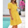 imageBTFBM Womens Casual Dresses 2025 Summer Spring V Neck Short Sleeve Sundress Smocked Waist A Line Tiered Mini DressYellow