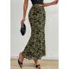 imageBTFBM Womens Floral Mesh Midi Skirt Elastic High Waisted Boho Elegant Mermaid 2025 Summer Fall Long Skirts for WomenArmy Green
