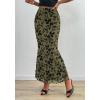 imageBTFBM Womens Floral Mesh Midi Skirt Elastic High Waisted Boho Elegant Mermaid 2025 Summer Fall Long Skirts for WomenArmy Green