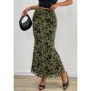 imageBTFBM Womens Floral Mesh Midi Skirt Elastic High Waisted Boho Elegant Mermaid 2025 Summer Fall Long Skirts for WomenArmy Green
