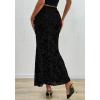 imageBTFBM Womens Floral Mesh Midi Skirt Elastic High Waisted Boho Elegant Mermaid 2025 Summer Fall Long Skirts for WomenBlack