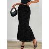 imageBTFBM Womens Floral Mesh Midi Skirt Elastic High Waisted Boho Elegant Mermaid 2025 Summer Fall Long Skirts for WomenBlack