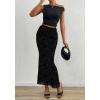 imageBTFBM Womens Floral Mesh Midi Skirt Elastic High Waisted Boho Elegant Mermaid 2025 Summer Fall Long Skirts for WomenBlack