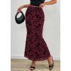 imageBTFBM Womens Floral Mesh Midi Skirt Elastic High Waisted Boho Elegant Mermaid 2025 Summer Fall Long Skirts for WomenBurgundy