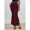 imageBTFBM Womens Floral Mesh Midi Skirt Elastic High Waisted Boho Elegant Mermaid 2025 Summer Fall Long Skirts for WomenBurgundy