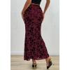 imageBTFBM Womens Floral Mesh Midi Skirt Elastic High Waisted Boho Elegant Mermaid 2025 Summer Fall Long Skirts for WomenBurgundy