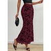 imageBTFBM Womens Floral Mesh Midi Skirt Elastic High Waisted Boho Elegant Mermaid 2025 Summer Fall Long Skirts for WomenBurgundy