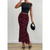 imageBTFBM Womens Floral Mesh Midi Skirt Elastic High Waisted Boho Elegant Mermaid 2025 Summer Fall Long Skirts for WomenBurgundy