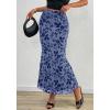 imageBTFBM Womens Floral Mesh Midi Skirt Elastic High Waisted Boho Elegant Mermaid 2025 Summer Fall Long Skirts for WomenDusty Blue